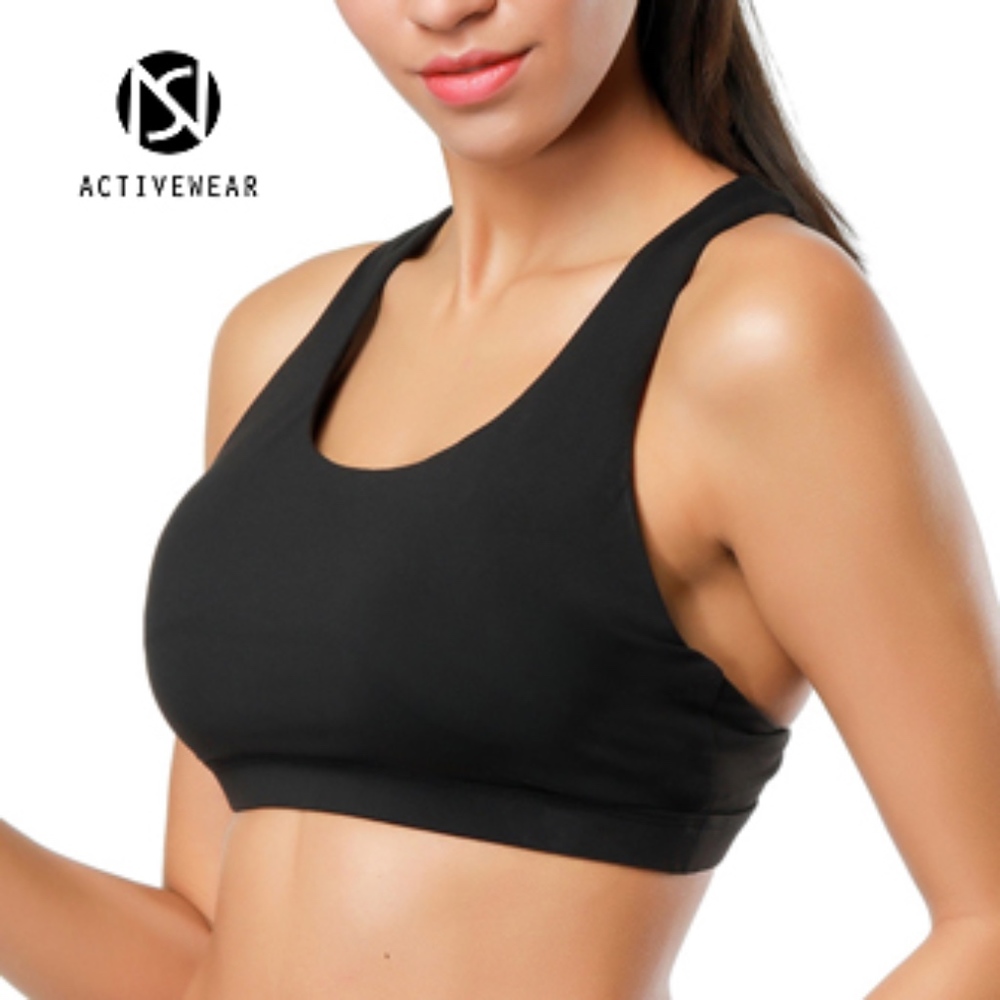 NS Activewear Strappy Padded Yoga Black Bra